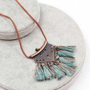 New Bronze and Turquoise Tribal Style Necklace